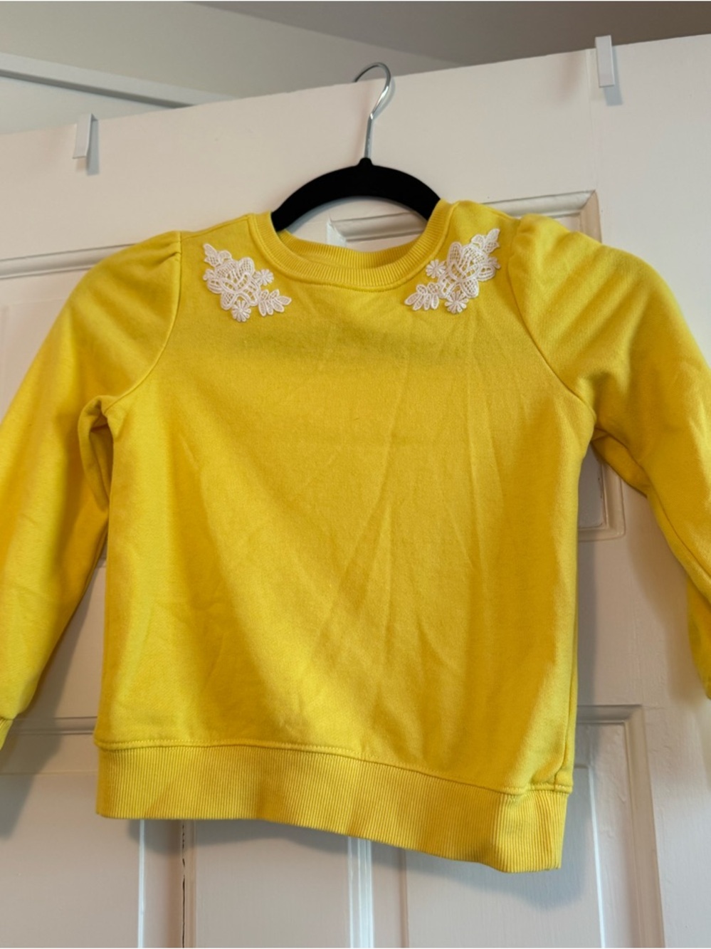 Janie and Jack Yellow Sweatshirt with White Lace Appliqué